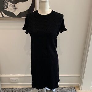 CHANEL   Size 42 Women’s Black Textured Short-Sleeve Dress